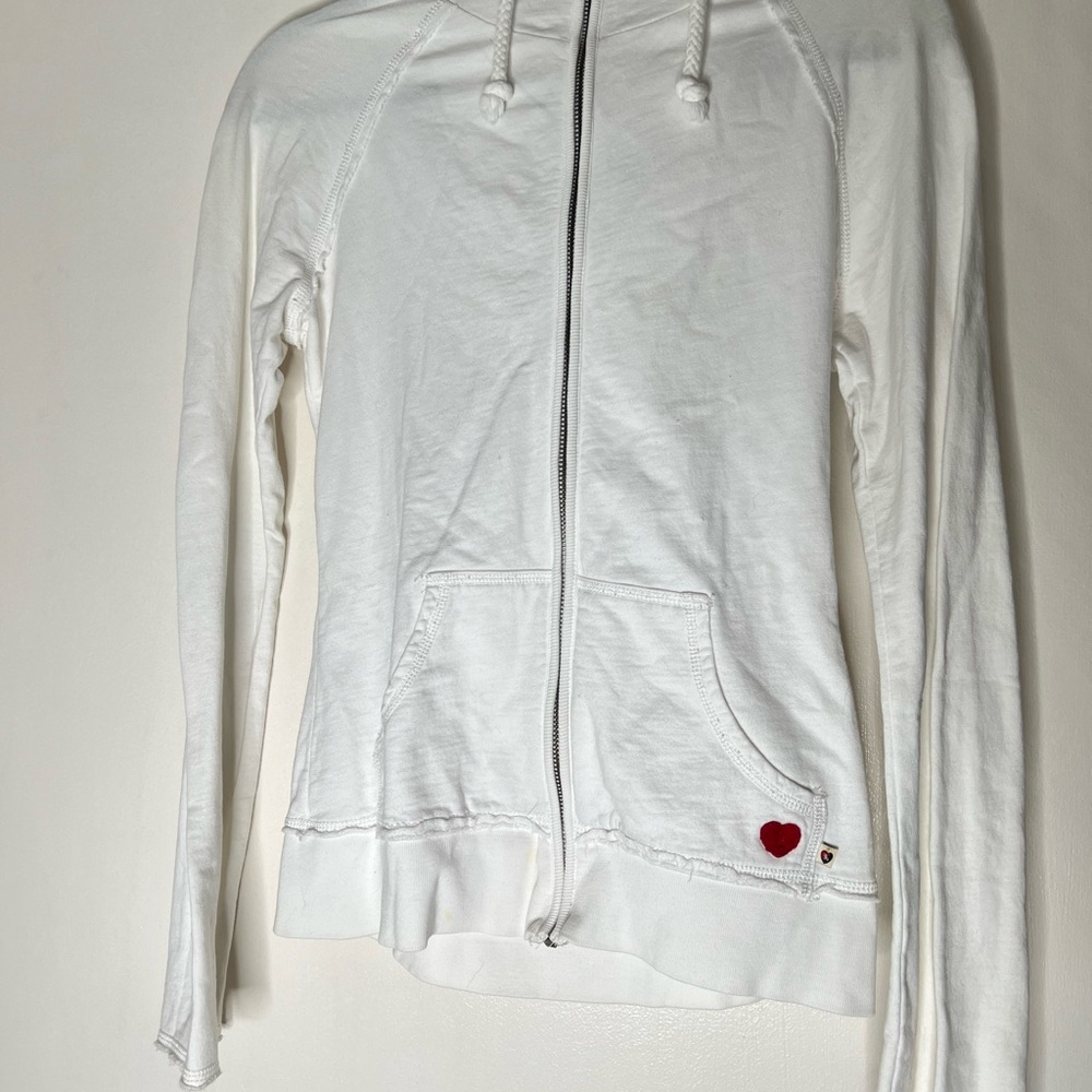 Nautical Twisted Heart Hoodie White Anchor Jeweled Gold Embellished Zip Hoodie - Picture 5 of 9